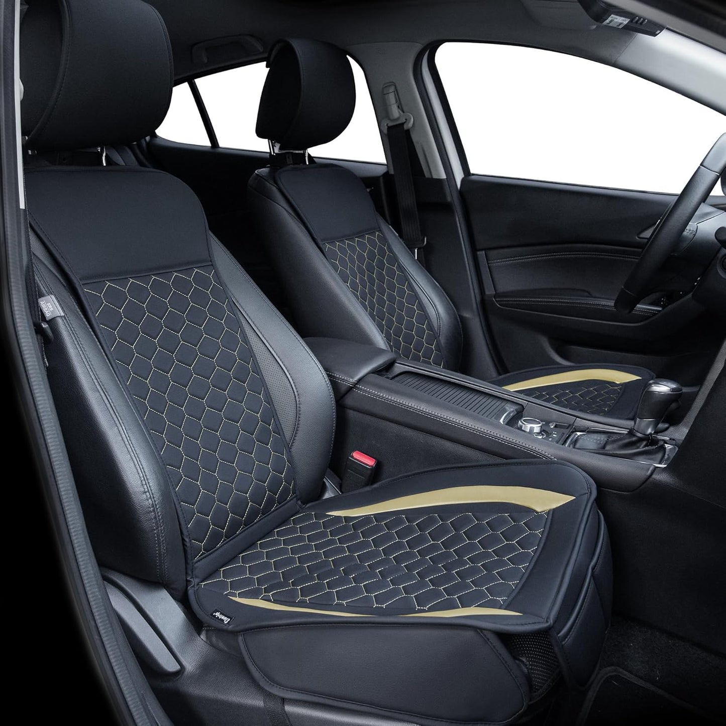 Elantrip 2PCs Front Car Seat Covers Leather Water Proof Seat Protector Universal fit for Most Cars SUVs and Trucks Black