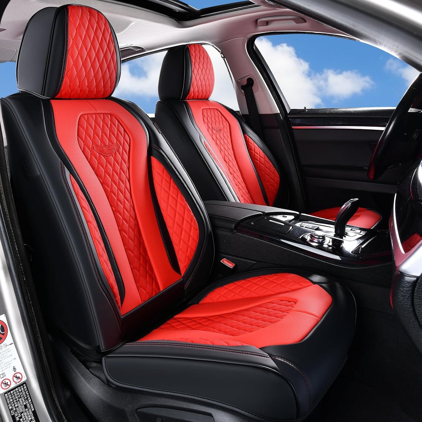 Coverado Seat Covers, Car Seat Covers Full Set, Black Car Seat Cover, Car Seat Covers Front Seats Back Seat Cover, Waterproof Car Seat Cushion, Leather Seat Covers Seat Protector Fit for Most Cars