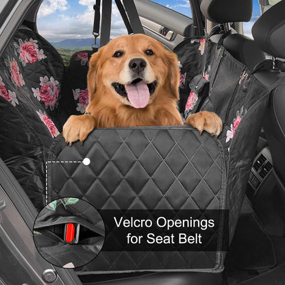 Femuar Dog Car Seat Cover with Storage Pockets Mesh Visual Window, Waterproof Nonslip , Heavy Duty Scratchproof Pet Dog Back Seat Cover Hammock for Cars Trucks and SUVs