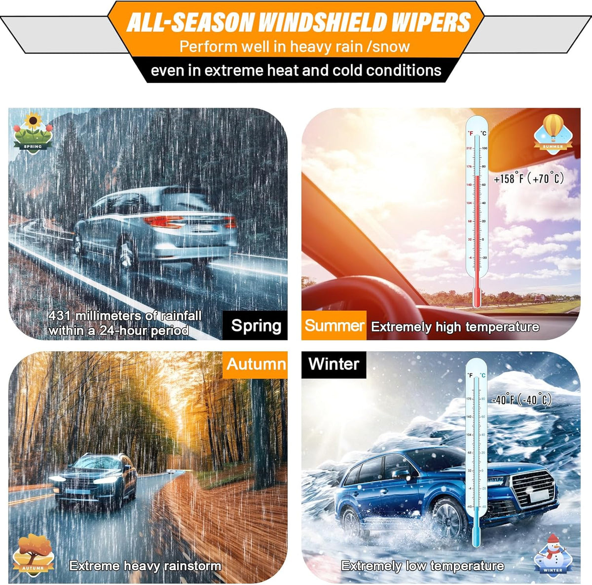 AUTOBOO 3-Pack Windshield Wiper Blades for Subaru Outback 2020-2025, Original Equipment Replacement 26"+18" Front and 16" Rear, All-Weather Performance, Easy One-Click Install