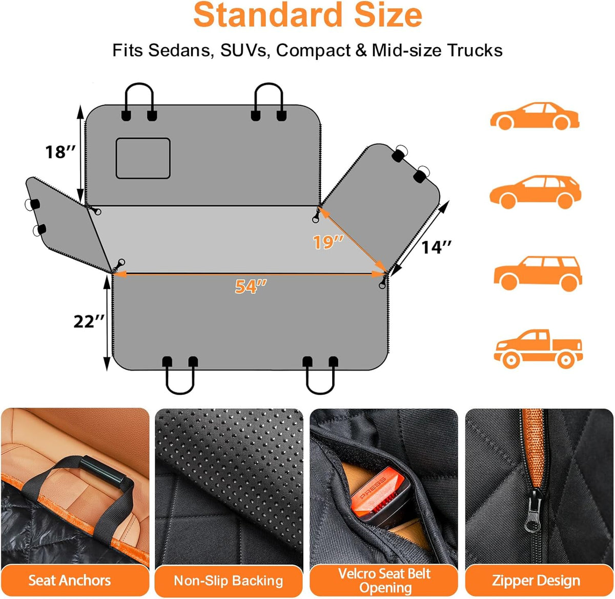 URPOWER Dog Car Seat Cover for Pets 100% Waterproof Seat Cover Hammock 600D Heavy Duty Scratch Proof Nonslip Durable Soft Back Seat Covers for Cars and SUVs