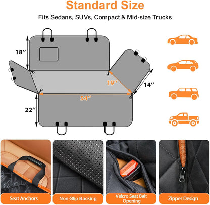 URPOWER Dog Car Seat Cover for Pets 100% Waterproof Seat Cover Hammock 600D Heavy Duty Scratch Proof Nonslip Durable Soft Back Seat Covers for Cars and SUVs