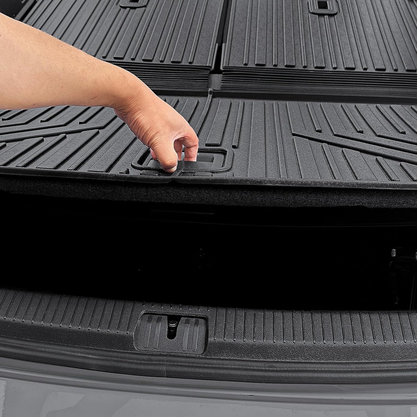 Floor Mats for 2018-2025 2026 Volkswagen Atlas 7 Passenger Bench Seating (Not for Cross Sport), All Weather TPE Durable Cargo Mat with Backrest Mats for VW Atlas Accessories