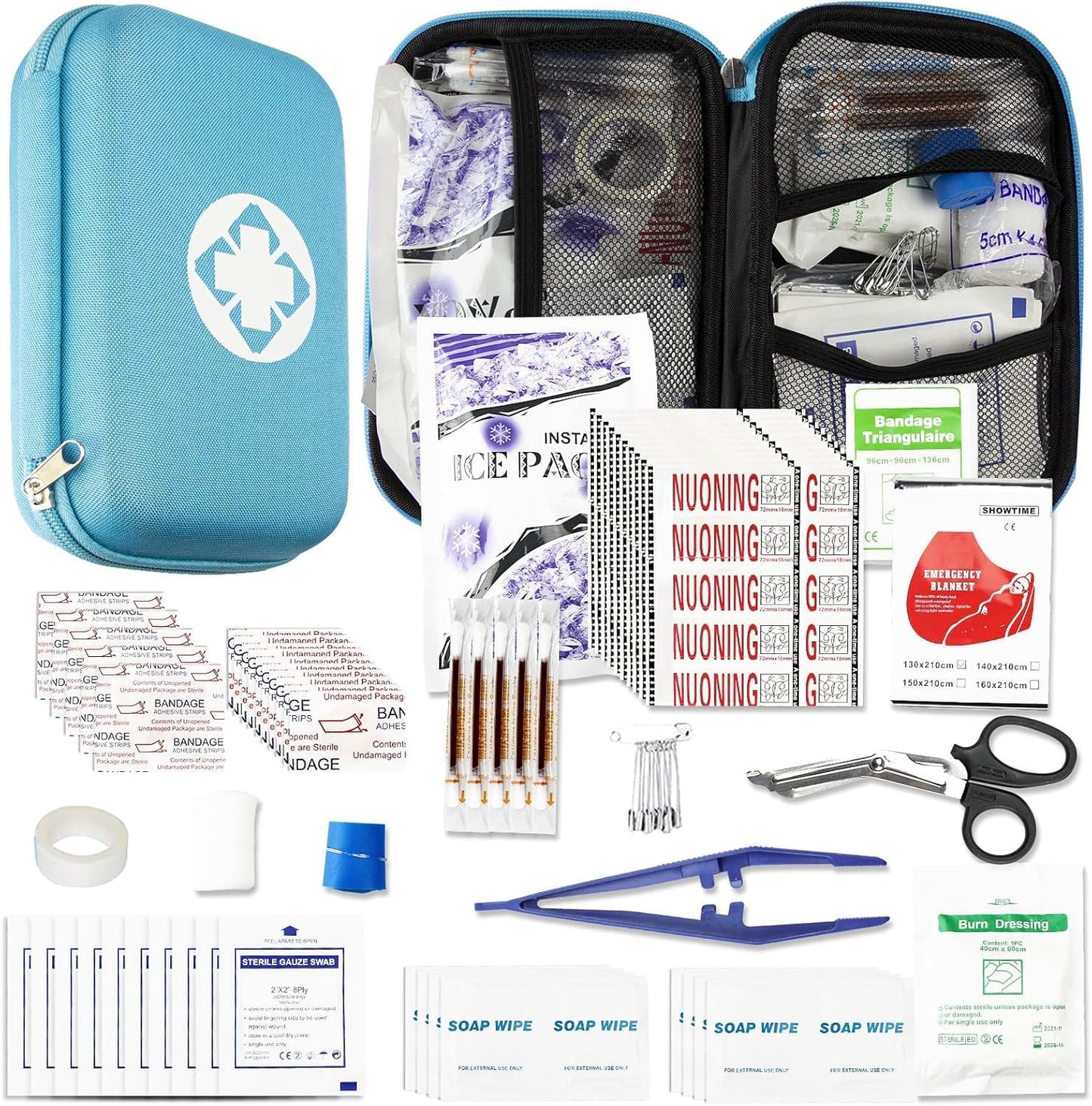 276PCS First Aid Kit Home Car Camping Hiking Emergency Supplies Small Compact Lovely Bag for School Outdoor, Basic Outdoor Essentials Survival Kit for Travel AMORNING