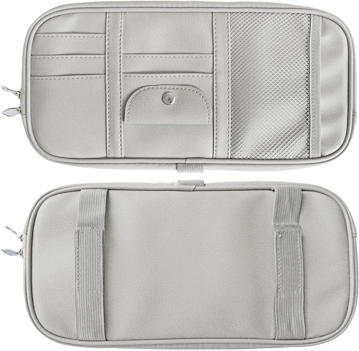 Da by Car Sun Visor Organizer, Multi-Pocket Visor Organizer Storage Pouch for Cars, SUVs & Trucks with Double Zippers, Elastic Bands & Glasses Clip - Organizes Essentials Keep Tidy (Black)