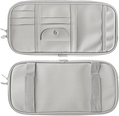 Da by Car Sun Visor Organizer, Multi-Pocket Visor Organizer Storage Pouch for Cars, SUVs & Trucks with Double Zippers, Elastic Bands & Glasses Clip - Organizes Essentials Keep Tidy (Black)