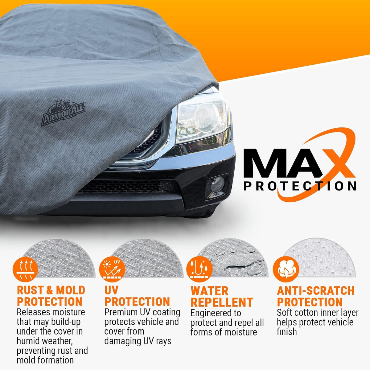 Armor All Heavy Duty Premium All-Weather SUV Car Cover by Season Guard; Max Protection from Sun Rain Wind & Snow for SUV or CUV up to 205" in Length; Indoor & Outdoor Covers; Grey
