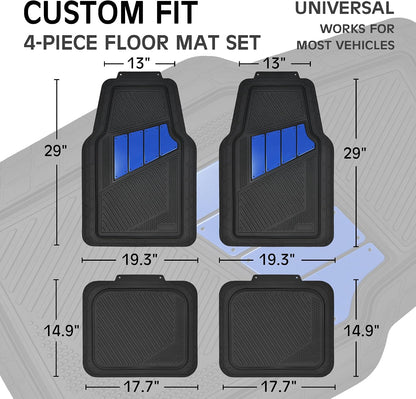 CAR PASS Heavy Duty Rubber Floor Mats 4-Piece,Pink Car Mats Full Sets Anti-Slip,Waterproof Universal Trim-to-Fit for Car SUV Truck, Durable All Weather Automotive Car Mats for Women,Girly(All Pink)