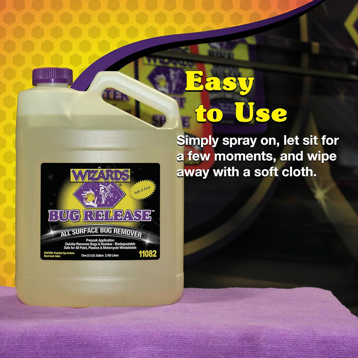 Wizards Bug Release - All Surface Bug Remover and Wash for All Vehicles - Softens and Neutralizes Acidic Bug Protein - Doubles as Spot Cleaner and Pre-Soak Car Cleaner - 22 Fl Oz