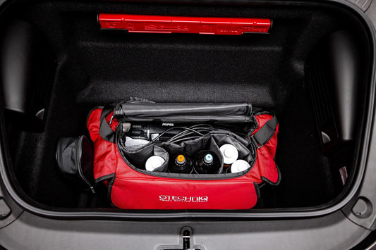 Gtechniq Detailer Bag for Cars, 26.8" x 9.8" x 11" | Organize and Store Your Detailing Products and Polishing Machines, Configurable Inside, Two Side Pockets with Elastic Retainer, Large Front Pocket
