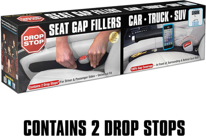 Drop Stop - The Original Patented Car Seat Gap Filler (AS SEEN ON Shark Tank) - Set of 2 and Slide Free Pad and Light