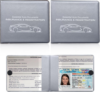 Ziciner Car Registration Insurance Holder, 2Pack Essential Auto Card Document Glove Box Organizer with Touch Fastener, Vehicle Interior Accessories Perfect for Most Car, Truck, SUV (Red/Small Car)