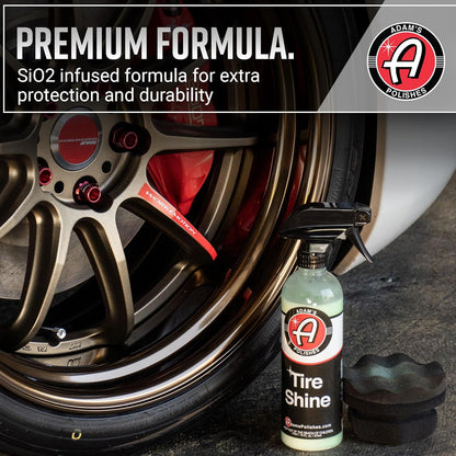 Adam's Tire Shine 16oz - Tire Dressing Spray with Added SIO2 for Rubber Protection, Gives A Glossy Wet Look & No Sling