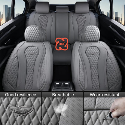 Coverado Seat Covers, Car Seat Covers Full Set, Black Car Seat Cover, Car Seat Covers Front Seats Back Seat Cover, Waterproof Car Seat Cushion, Leather Seat Covers Seat Protector Fit for Most Cars