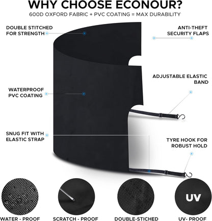 EcoNour Windshield Cover for Ice and Snow - Universal Fit for Car, SUV, Truck, Heavy Duty 600D Oxford Fabric Frost Protector for Ice & Sleet, Includes Anti-Theft Straps, Medium (69"x42")