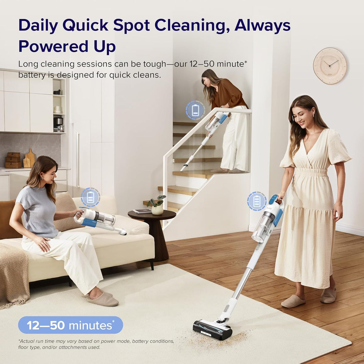 LEVOIT Cordless Vacuum Cleaner, Stick Vac with Tangle-Resistant Design, Up to 50 Minutes, Powerful Suction, Rechargeable, Lightweight, and Versatile for Carpet, Hard Floor, Pet Hair, LVAC-200