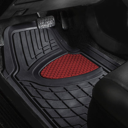 FH Group Automotive Floor Mats - Heavy-Duty Rubber Floor Mats for Cars, Universal Fit Full Set, Climaproof & Trimmable Floor Mats for Most Sedan, SUV, Truck, Black