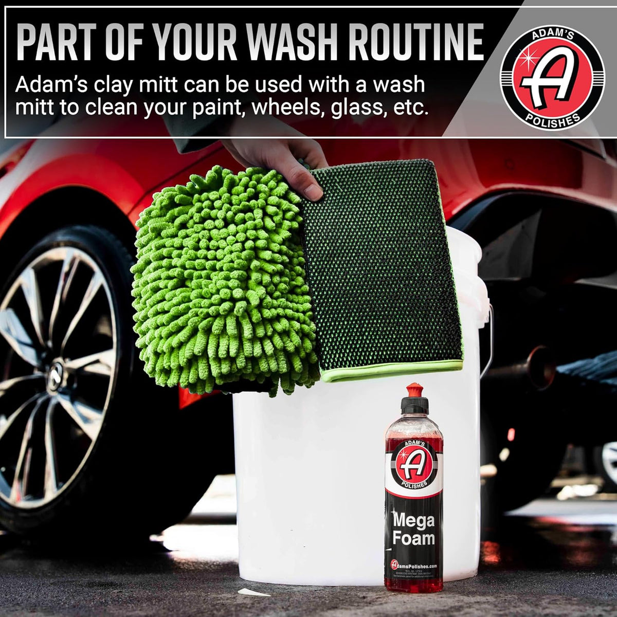 Adam's Clay Mitt Combo - Detail Spray Clay Lubricant for Medium Grade Clay for Car Detailing - Glove Quickly Removes Debris from Your Paint, Glass, Wheels, & More