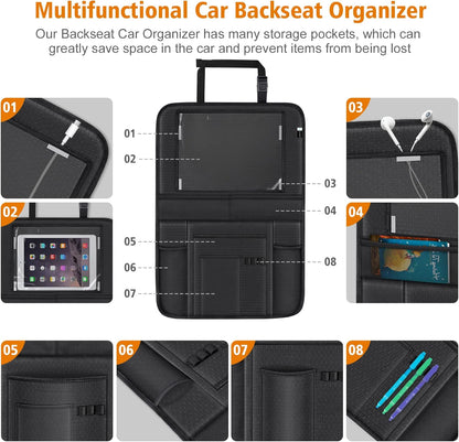Siivton 2-in-1 Car Seat Protector & Kick Mat with iPad Holder - Kids Backseat Organizer with Touchscreen Pocket, Storage Pockets & Waterproof Cover for Child Safety and Mess-Free Rides