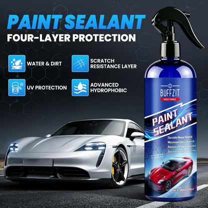 Paint Sealant Spray Quick Effect Coating Agent for High Gloss Shine & Protection All-in-One Waterless Wash Wax Hydrophobic Polish for Cars Motorcycle Trucks & RVs with Microfiber Towel 10oz/300ml