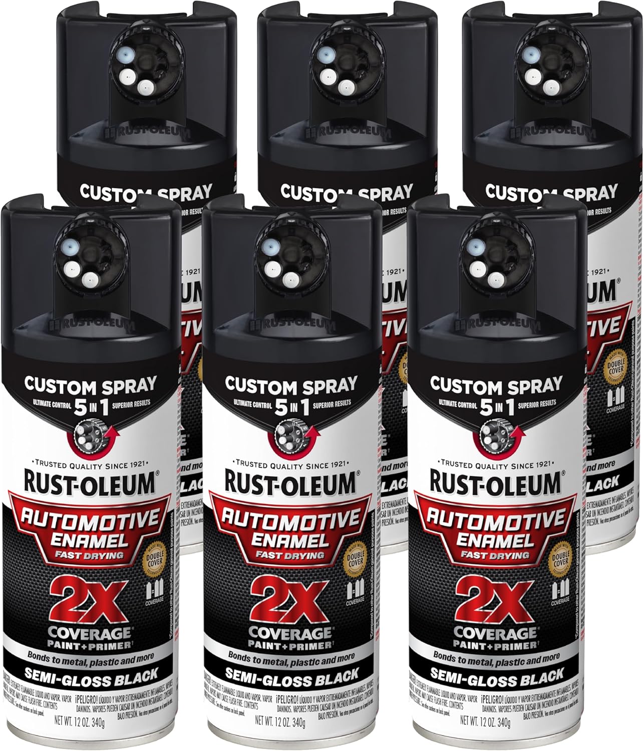 Rust-Oleum 2X Automotive Enamel Custom Spray 5-in-1 Spray Paint, 12 oz, Gloss Clear