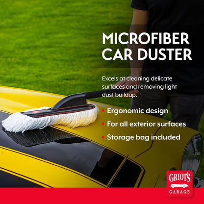 Griot's Garage Microfiber Mini Duster for Car Interior Cleaning and Detailing, Cleans Paint, Glass, Chrome, and Trim, Storage Bag Included, 11412