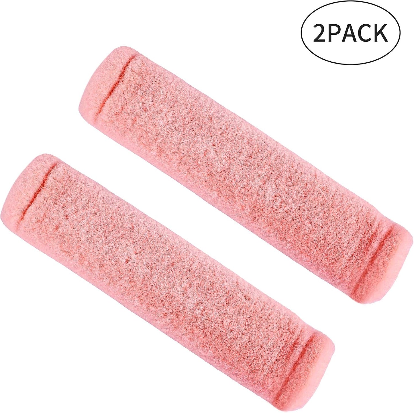 Amooca Soft Faux Fur Universal Fit Seatbelt Cover Car Truck SUV Airplane Seat Belt Shoulder Pad for Carmera Backpack Straps Neck Cushion Protector 2 Pack 10.5in Dark Gray
