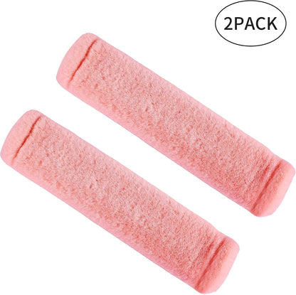 Amooca Soft Faux Fur Universal Fit Seatbelt Cover Car Truck SUV Airplane Seat Belt Shoulder Pad for Carmera Backpack Straps Neck Cushion Protector 2 Pack 10.5in Dark Gray