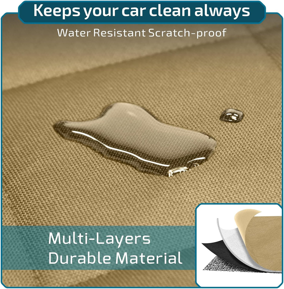 Veckle SUV Cargo Liner for Dogs with Side Flaps, Large (54" x 93") Water Resistant Trunk Cover, Non-Slip Pet Area Protector with Bumper Flap, Universal Fit for SUVs Sedans Vans, Khaki