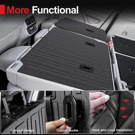 Floor Mats for 2018-2025 2026 Volkswagen Atlas 7 Passenger Bench Seating (Not for Cross Sport), All Weather TPE Durable Cargo Mat with Backrest Mats for VW Atlas Accessories