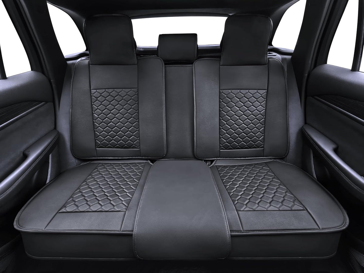 Elantrip 2PCs Front Car Seat Covers Leather Water Proof Seat Protector Universal fit for Most Cars SUVs and Trucks Black