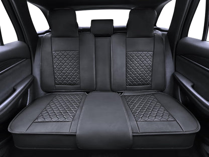 Elantrip 2PCs Front Car Seat Covers Leather Water Proof Seat Protector Universal fit for Most Cars SUVs and Trucks Black