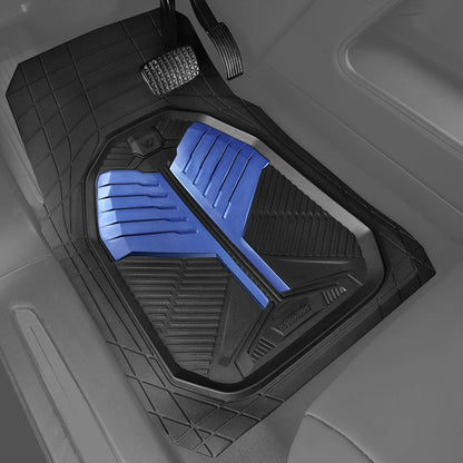 CAR PASS Heavy Duty Rubber Car Mats with Cargo Liner, Deep-Dish Car Floor Mats and Trunk Mat All Weather, Universal Trim-to-Fit for SUVs Trucks Sedans, Waterproof Anti-Slip, Trimmable V12 Black