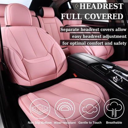 Coverado Seat Covers Full Set, Black Seat Covers for Cars 5 Seats, Car Seat Protector, Waterproof Nappa Leather Car Seat Cushion, Front and Rear Car Seat Cover Fit for Most Sedans SUV Pick-up Truck - Colors A