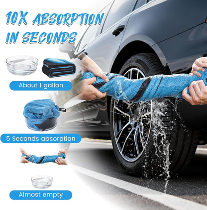 PUGPIU Microfiber Car Drying Towel Extra Large Super Absorbent 48"X24", 1400 GSM Flash Detail Car Wash Drying Towel Edgeless with Two Sided Soft Twisted-Loop, No Water Spots Streaks for Cars (Green)