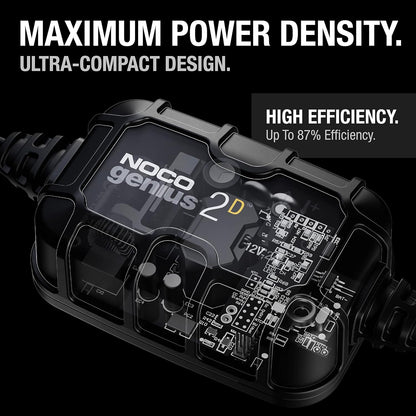 NOCO GENIUS2D: 2A 12V Smart Onboard Battery Charger - Direct-Mount Automatic Maintainer, Trickle Charger & Desulfator with Overcharge Protection & Temperature Compensation – for Lead-Acid Batteries