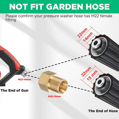 Tool Daily Short Pressure Washer Gun with Foam Cannon, 1/4 Inch Quick Connector, with 5 Pressure Washer Nozzle Tips, 1 Liter