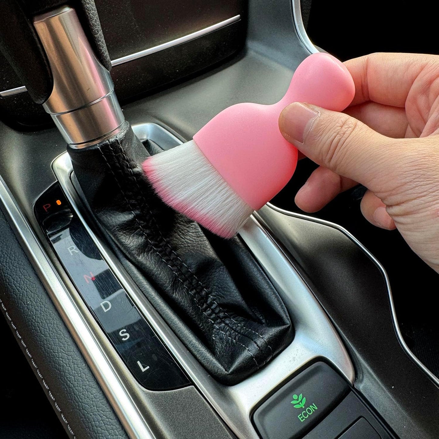 Car Detailing Brush, Soft Bristle Cleaning Brush, Scratch-Free Auto Duster Tool for Dashboard, Air Vents, Leather & Interior Cleaning (Black&Brown)