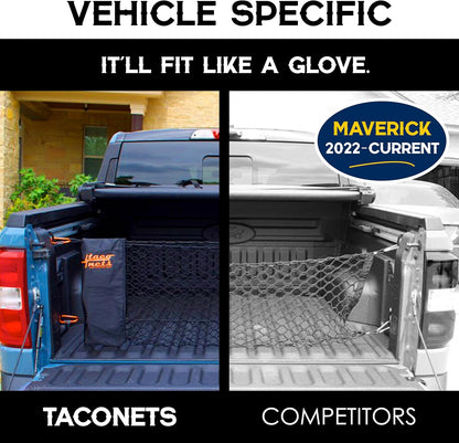 TacoNets Envelope Cargo Net for GMC Sierra & Chevy Silverado - Fits 2013-Current - Upgraded 5mm Bungee - Integrated Storage Bag - Heavy Duty Carabiners - Designed in USA