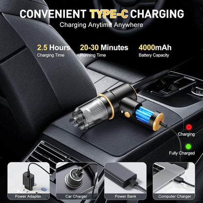 KMM Handheld Car Vacuum Cleaner, 9000Pa Vacuum Cleaner and Air Duster, 120W High Power Hand Held Vacuum with LED Light and Multi-Nozzles for Car, Home, Office, Pet