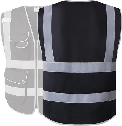 JKSafety 9 Pockets Class 2 High Visibility Zipper Front Safety Vest With Reflective Strips,Meets ANSI/ISEA Standard (Large, 150-Yellow) - Colors B