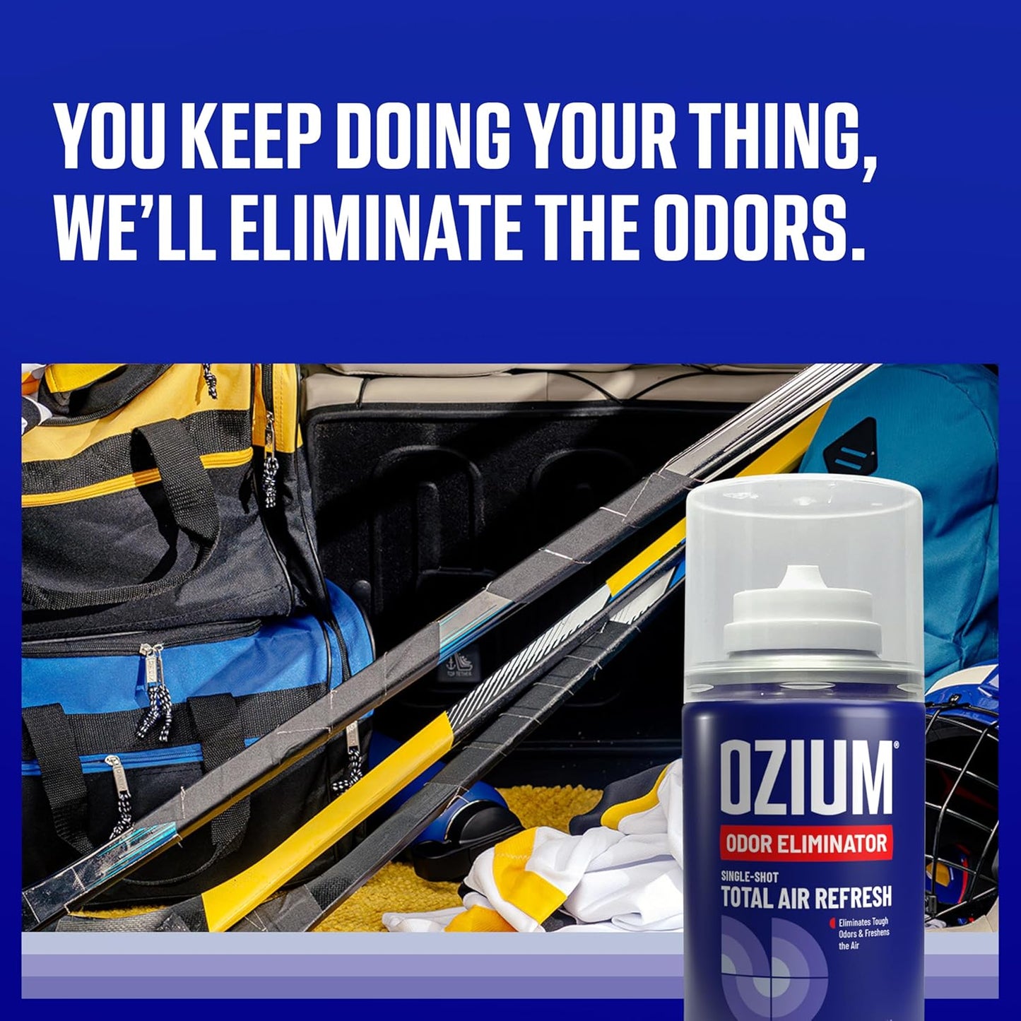 OZIUM® Air Freshener Odor Eliminator, 2oz Single Shot Total Air Refresh & Car Air Freshener – Original – 4 Pack
