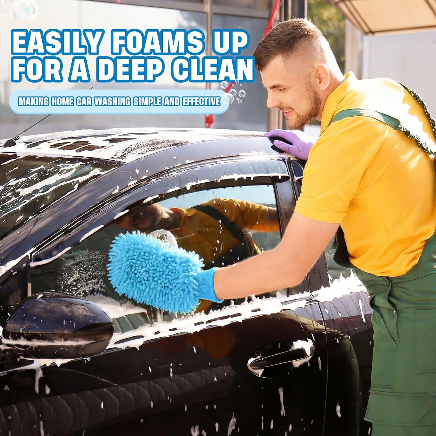 24 Pack Car Wash Mitt Bulk Microfiber, 10'' x 8'' Chenille Car Wash Mitt Gloves, Scratch Free Double Sided No Lint No Marks for Truck SUV and All Vehicle Surfaces (Blue)