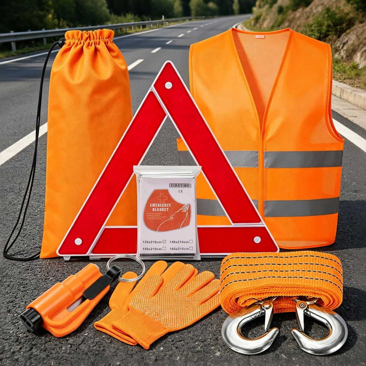 Car Roadside Emergency Kit Automotive Car Safety Kits for Vehicles Woman Man Teen Black