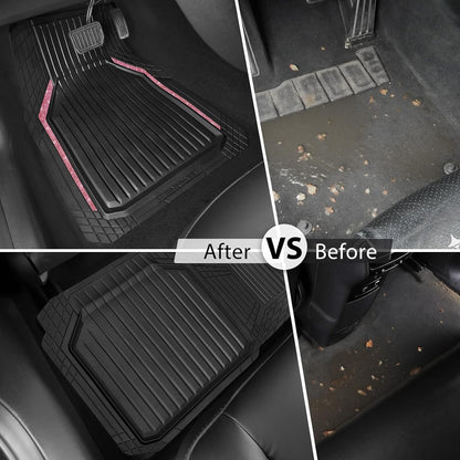 CAR PASS Heavy Duty Rubber Floor Mats for Car, Waterproof Liner Deep Dish Car Mats Full Sets, Universal Trim to Fit for SUV Truck Sedans Vans, All Weather Automotive Floor Mats 3pcs, Solid Black