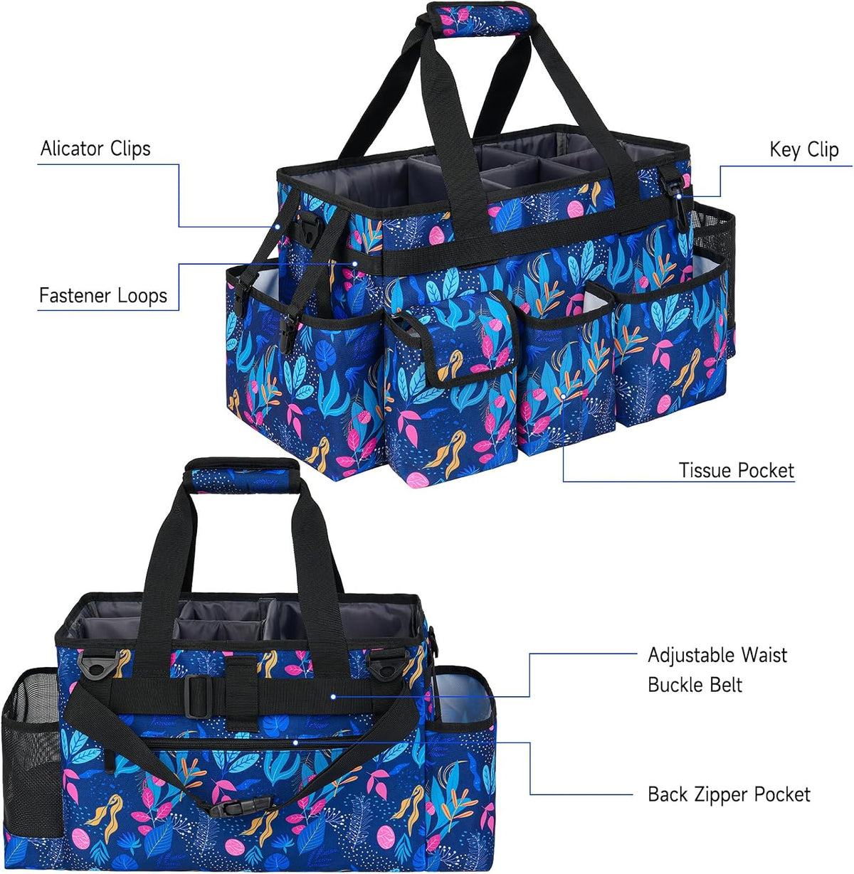 Cleaning Caddy,Cleaning Bag for Housekeepers,Cleaning Supplies Organizer with Handle,Black