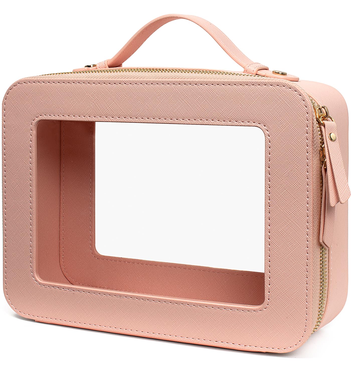 LETGO Clear Makeup Bags, TSA Approved Toiletry Bag with Zipper, Clear Makeup Organizer Fit Carry-on Travel Essentials,Clear Cosmetic Bags for Women Men (C-Beige)