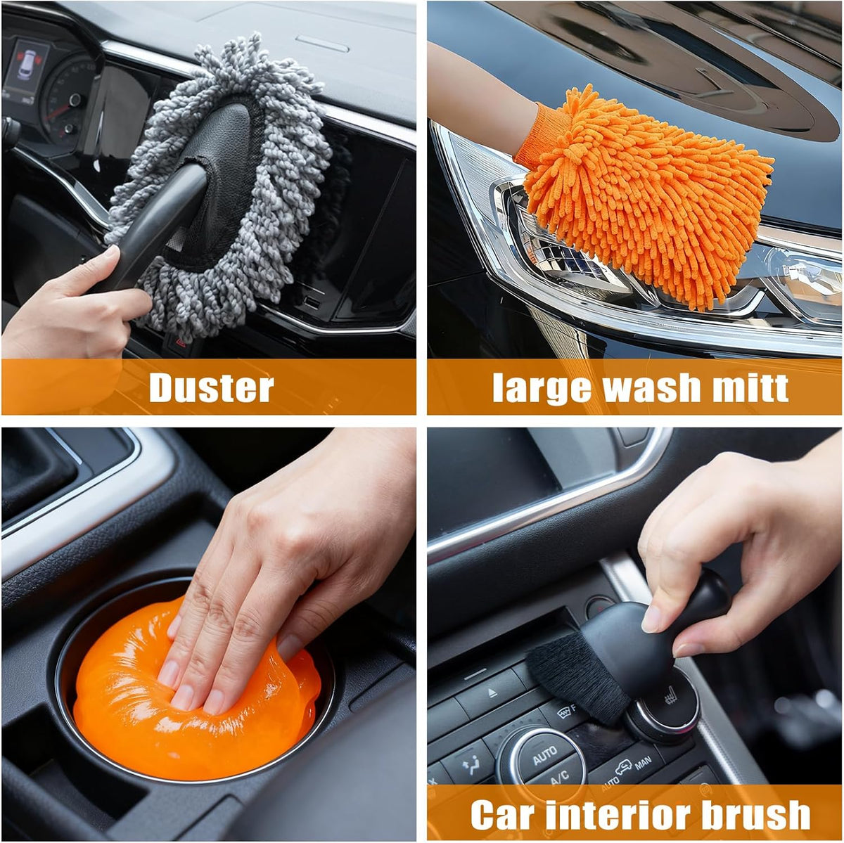 Car Wash Detailing Kit Cleaning Kits with Foam Gun Sprayer, Car Wash Brush and Large Wash Mitt Duster for Car Interior and Exterior Cleaning (Blue)