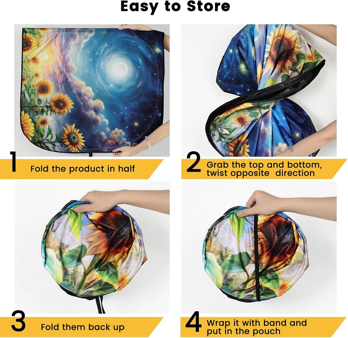 Iridescent Sun Shade for Car Windshield, Foldable Universal Car Windshield Upgrade Sunshade Enhanced UV Rays Reflective Sun Visor Shade Keeps Vehicle Cool