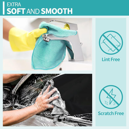 Microfiber Cleaning Cloth, 100 Pack Cleaning Rags Microfiber Towel Bulk Absorbent Lint-Free Wash Cloths, All-Purpose Shop Towels for Cars, Automotive, Garage, Home & Kitchen 11.5"*11.5"
